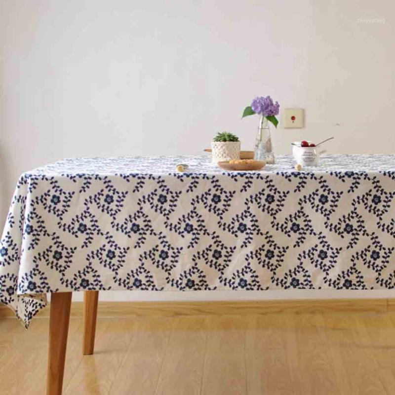 

Table Cloth Meijuner Tablecloth Japanese-style Thick Blue Vines Beautiful Cotton Linen Simple Cover For El Party Dining Room Decor