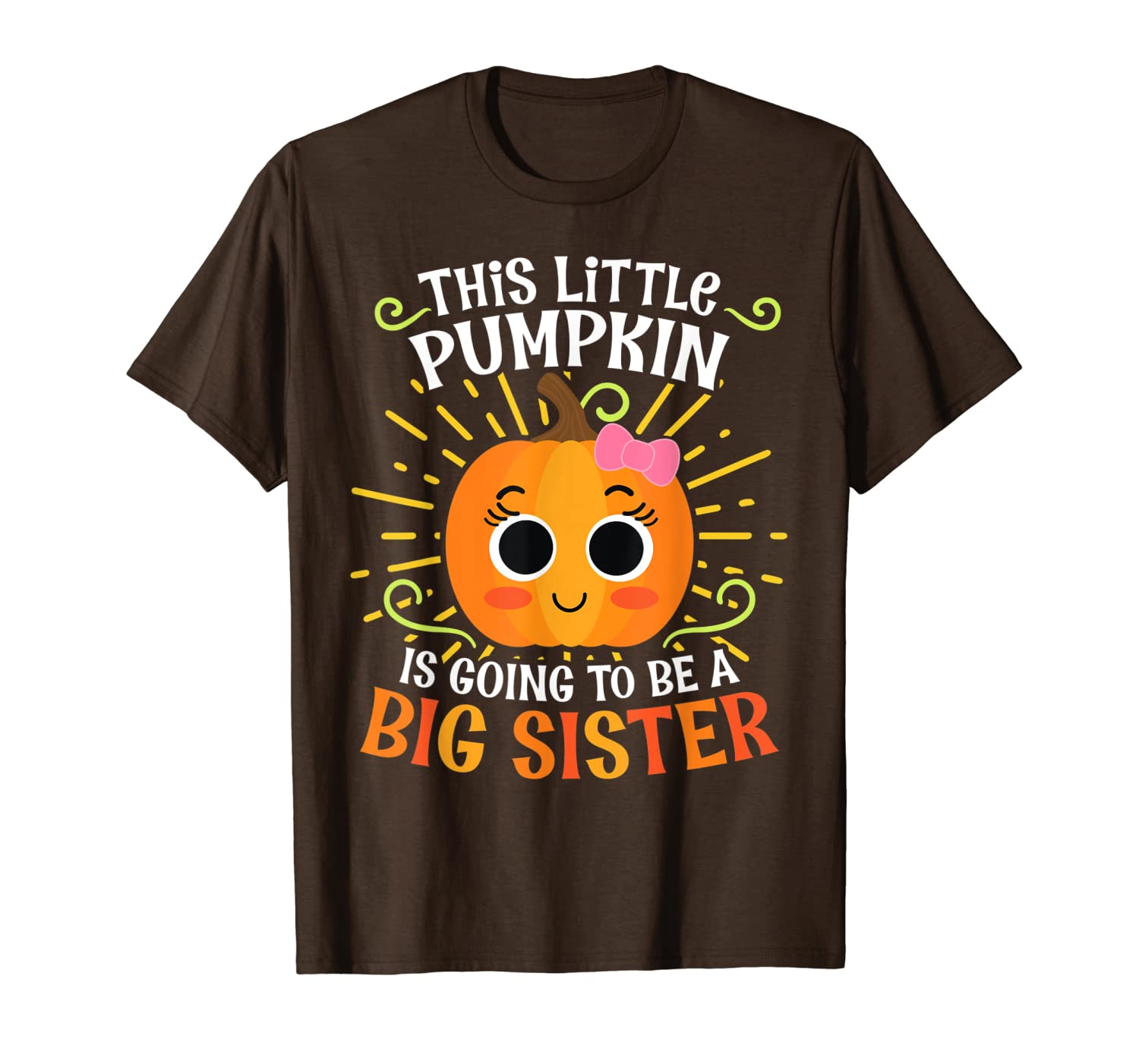 

big sister cute thanksgiving pumpkin pregnancy announcement t-shirt, White;black