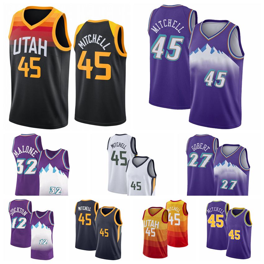 

Utah Jazz Mens 43 Siakam Pascal Jersey 15 Carter Vince Donovan 45 Mitchell John Karl 12 Stockton 32 Malone Basketball Jerseys, Black;red