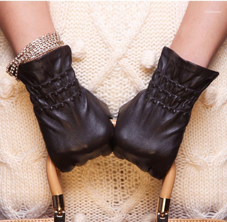 

Top Quality Women's Suede Pleated Genuine Leather Glove Winter Short Gloves 1 Pair/Lot1