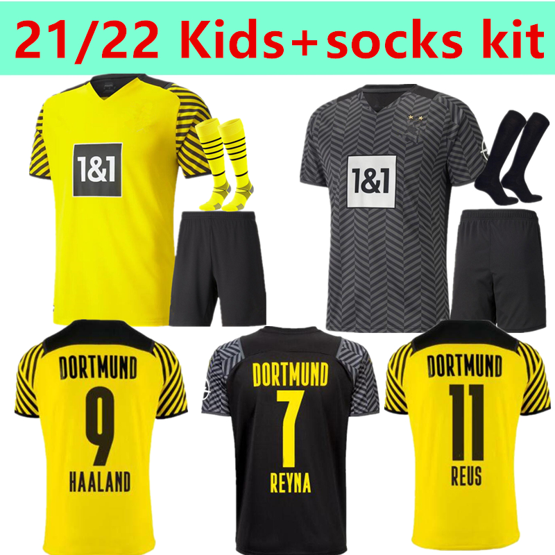 

Kids 21 22 HAALAND REUS 4th dortmund soccer jersey 2021 2022 football shirts BELLINGHAM SANCHO HUMMELS BRANDT Top quality, Black;yellow