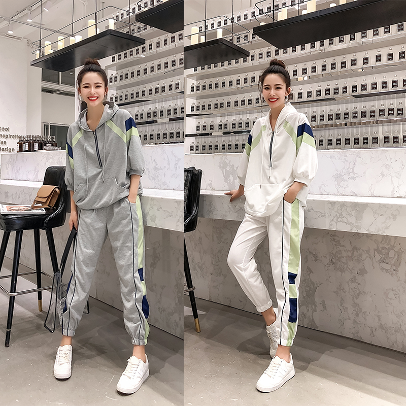 

2021 New Casual Tracksuit Women 2 Piece Female Hooded Sweatshirt and Sportwear Suit Zipper Hoodies Pants Set Ropa De Mujer E8ce, White