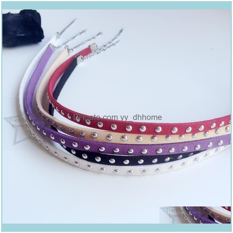 

Pendants Jewelryhandmade 5Mm Colorful Suede Fabric Rivet & Stainless Steel Jewelry Choker Necklaces Chokers Drop Delivery 2021 3Ladr