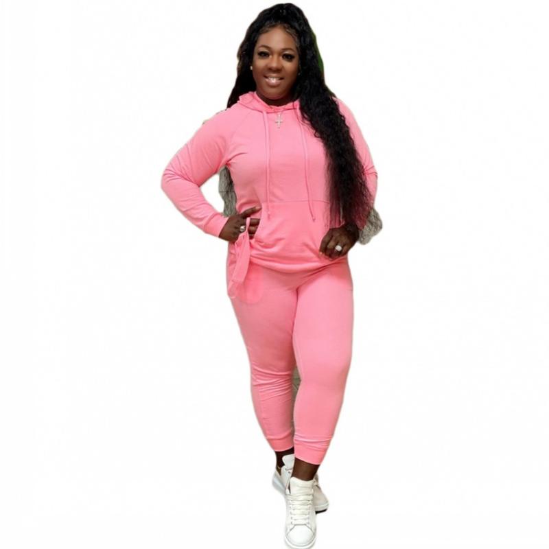 

Women's Two Piece Pants Pure Color Hooded Sweater Set Long Sleeve Top + Two-Piece 2022 Winter Casual Loose Slim Tracksuit Outfits, White