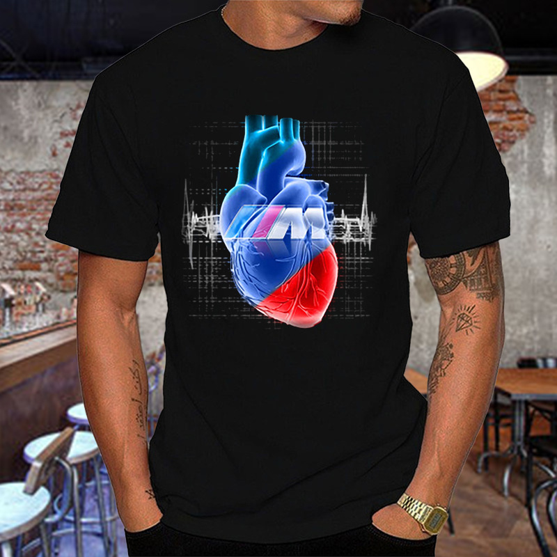 

men's t-shirt summer new short sve loose large heart print style, White;black