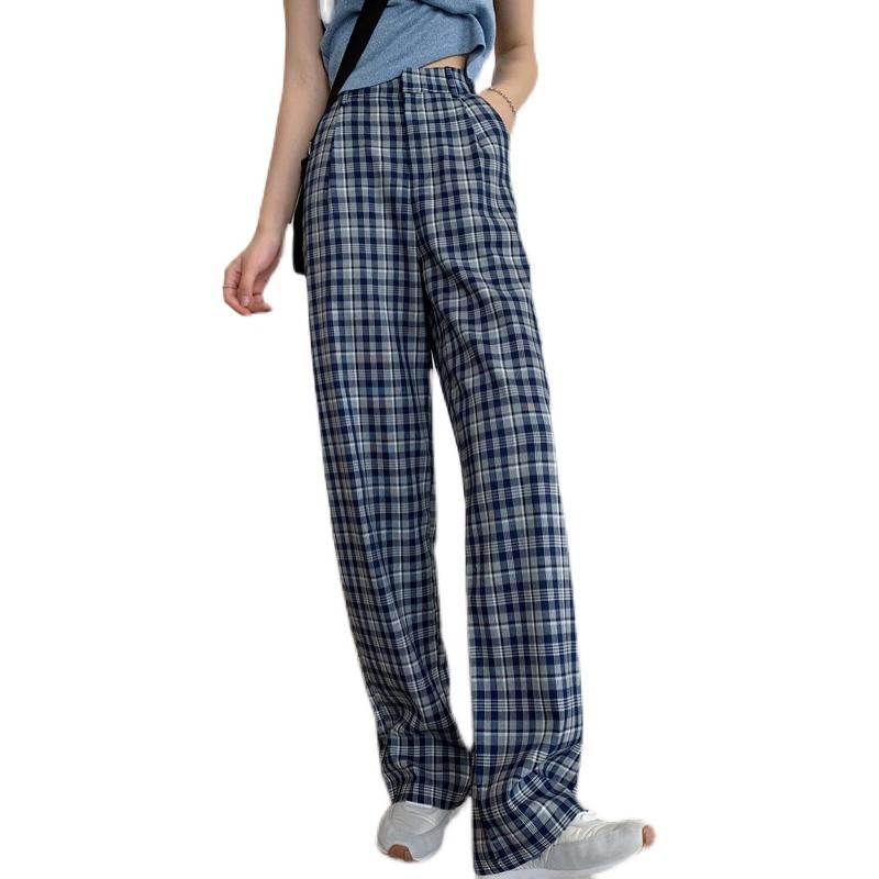 

Women' Pants & Capris 2021 High Waist Slimming Plaid, Blue plaid