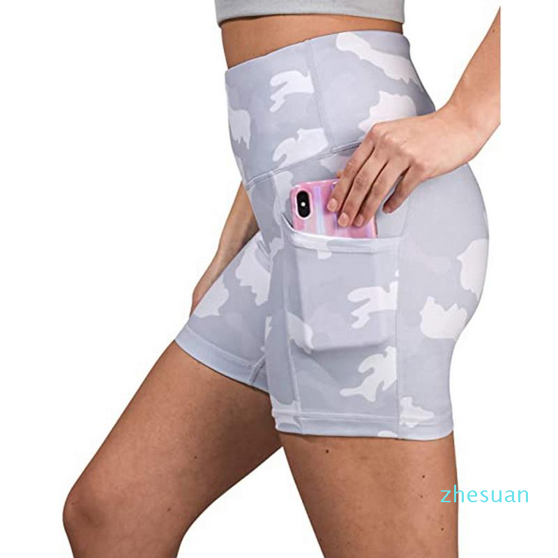 

Women High Waist Shorts Quick Dry Elastic Gym Running Short Phone Pocket Push Up Hip Fitness Training Workout Short Legging, Black