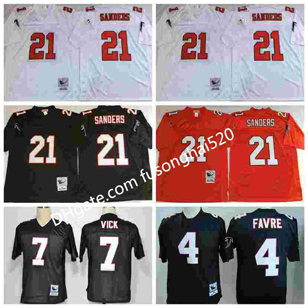 

NCAA Vintage College Football Jerseys Men Stitched Throw back 4 Brett Favre 7 Michael Vick 21 Deion Sanders White Black Home Away