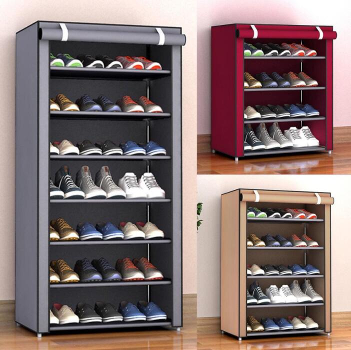 

Storage Boxes Dustproof Assemble Shoes Rack DIY Home Furniture Non-woven Shoe Shelf Hallway Cabinet Organizer Holder, As shown