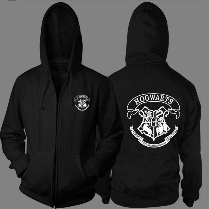 

Hot American drama explosion Harry Potter men' Plush hooded zipper sweater, Gray