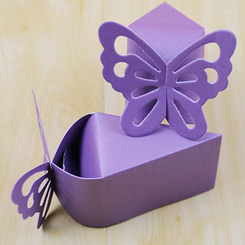 

Gift Wrap 10pcs Laser Cut Butterfly Boxes Folding DIY Candy Box Baby Shower Favor Favour Wedding Birthday Party