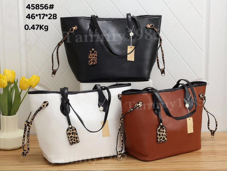 

Designer womens handbags Leopard composite tote clutch shoulder bags female purse with wallet, Black pillow bag#45857