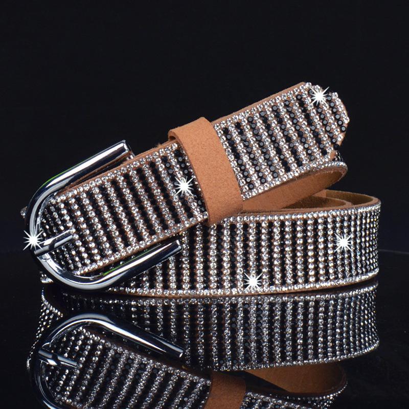 

Belts Korean For Women Flocking Belt Rhinestone Trouser Skirt Waist Cover Versatile Simple Punk Women's, White