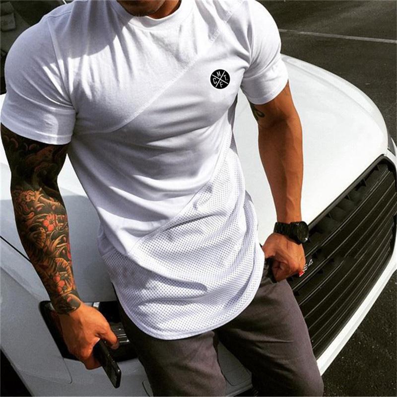 

Men's T-Shirts Mens Brand Muscle T Shirt Sporting Fitness Men Tops Running Fashion Plus Big Size TShirt Cotton Short Sleeve, Plain white