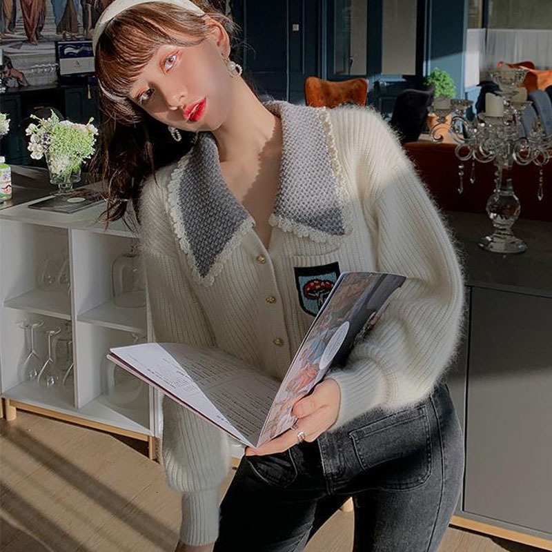 

2021 New Furry Cardigan Knitted Women Single Breasted Sweaters Cardigans Autumn Winter Faux Fur Coat Ladies Elegant Hqks, White