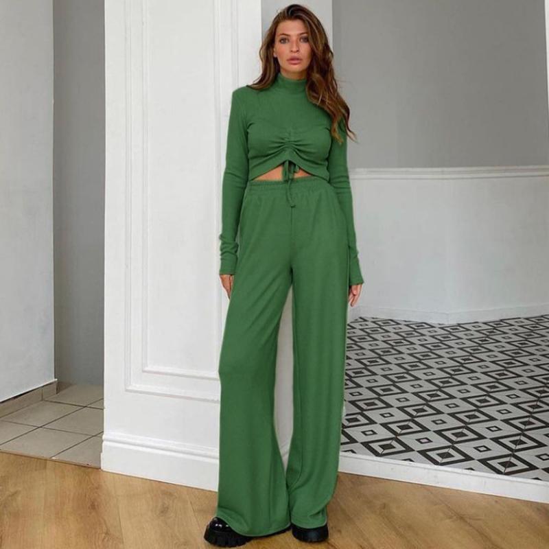 

Women's Two Piece Pants Winter Turtleneck Outfits Suite Women Sexy Slim Itted Cosy Crop Tops Knitting 2 Pieces Set Pullover Long Sleeve Loos, White