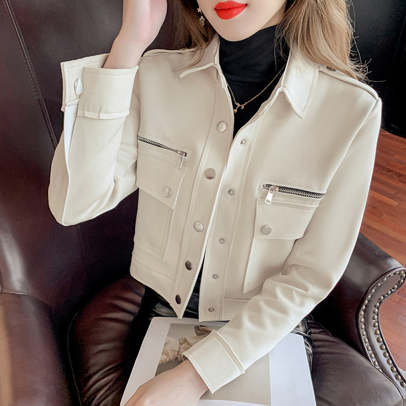 2021 Autumn New Korean Fashion Slim Deerskin Casual Jacket Motorcycle Clothes Women