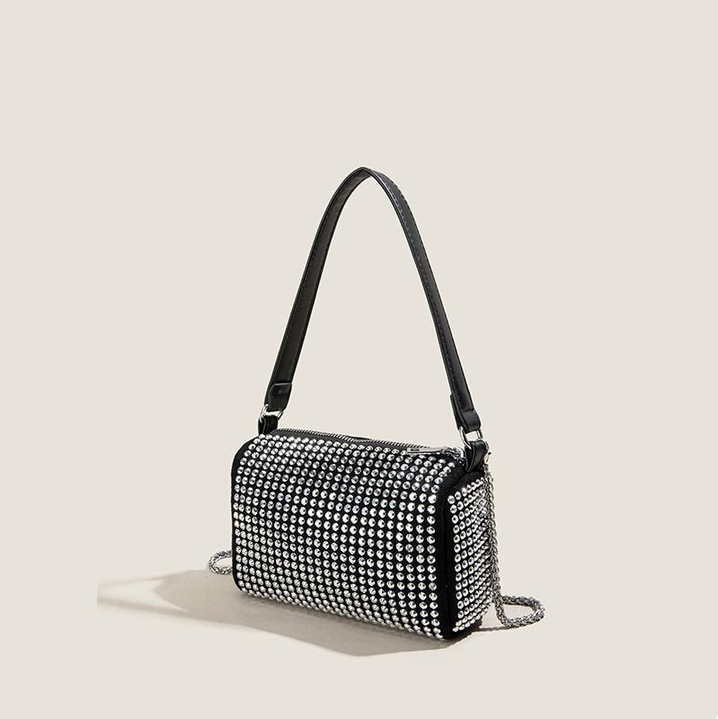 

Evening Bags Female Bag Style 2021 Chain Rhinestone Diagonal Small Square Trendy Underarm Shoulder, White