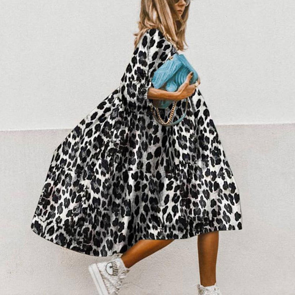 

2021 New Casual Print Patchwork o Neck Long Women Half Sleeve Loose Maix Summer Plus Size  Beach Party Vcw9, Green