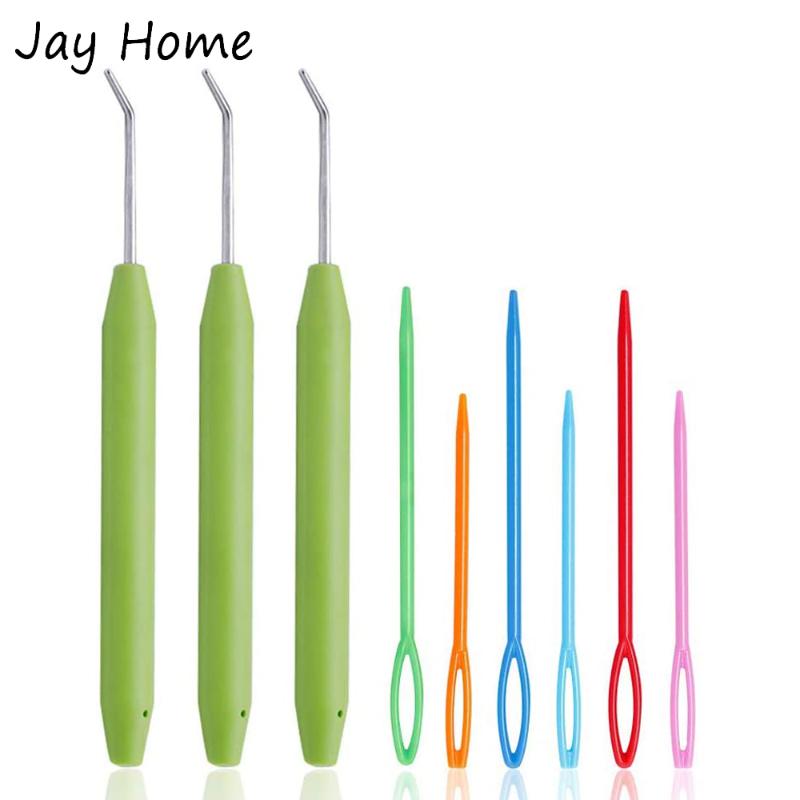 

9Pcs Crochet Hook Set Knitting Loom Hook Plastic Sewing Needles Crochet Needle Weaving Needle DIY Knitting Sewing Accessories