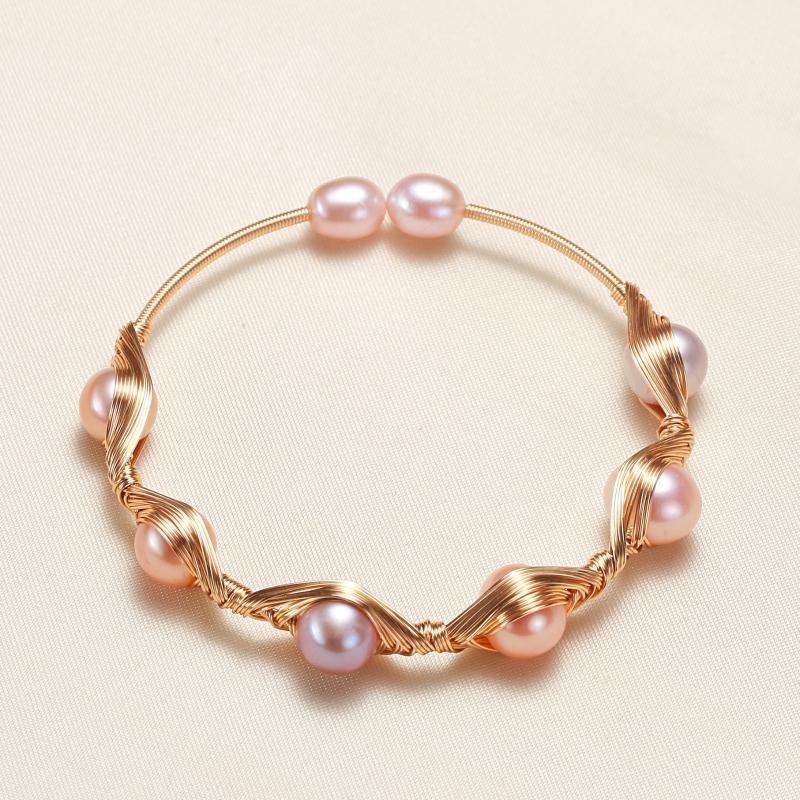 

Bangle Adjustable Handmade Wrap Natural Pearl Beads Open Cuff For Women Gift Jewelry Wholesale