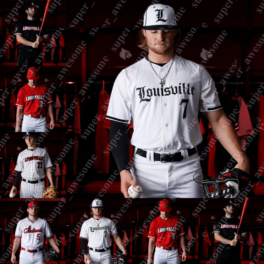 

NCAA Louisville Baseball Jersey Cameron Masterman Henry Davis Levi Usher Luke Brown 20 Dalton Rushing Alex Binelas Michael Prosecky Kaleb Corbett Brian Mundorf, White pinstripe
