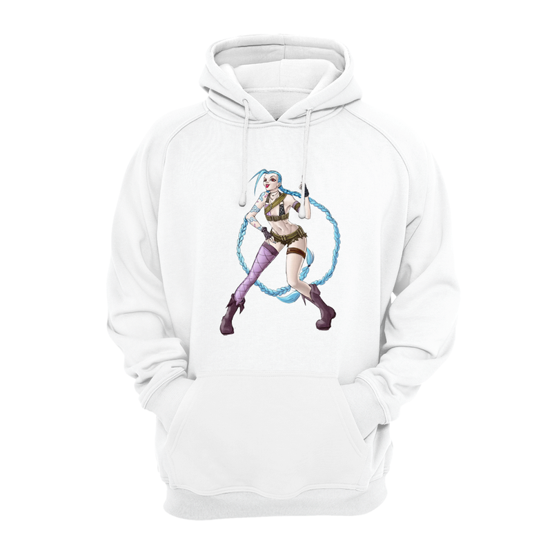 

3D Jinx Hoodie Print Lol Arcane trend anime print couple casual street sweater winter pullover, Black