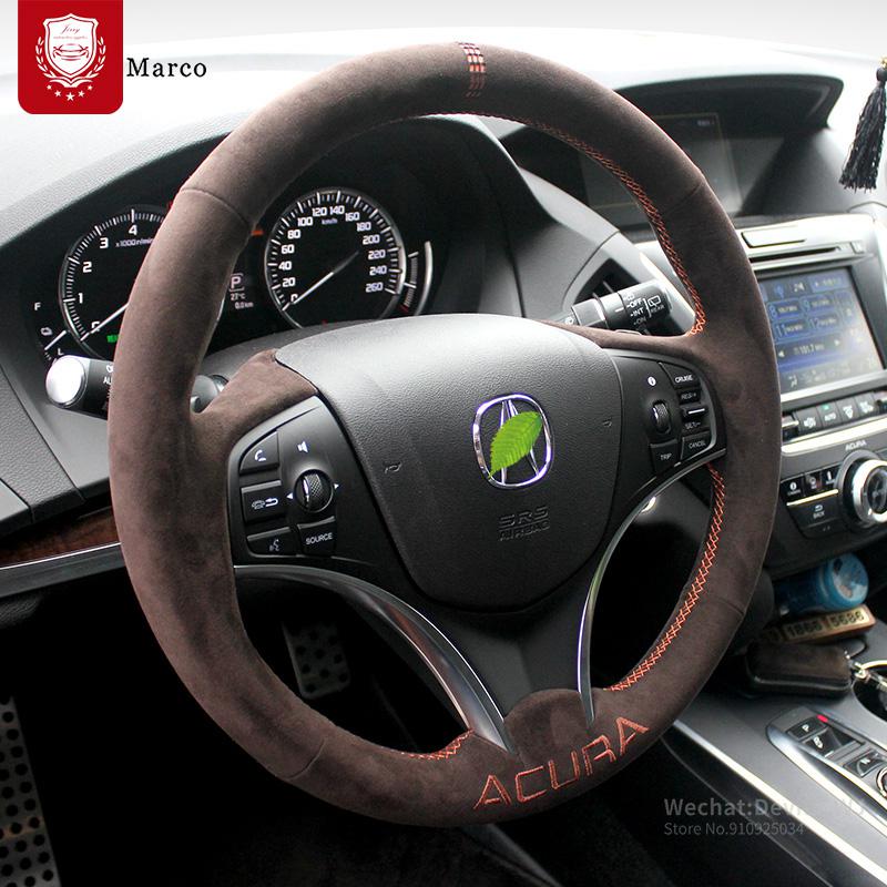 Couvercle de volant en daim en cuir souple pour Acura CDX TLX-L RDX MDX Auto Auto Alcantara Point à main Auto Pièces Auto Accessoires de voiture