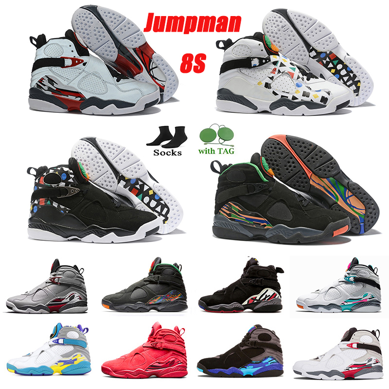 

Jumpman 8 8s mens basketball shoes sneakers Valentine's South Quai 54 COUNTDOWN PACK Beach Chrome Reflective White Aqua Multi-Color men outdoor trainers sports shoe, Pay for box