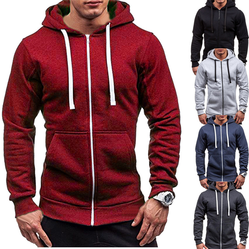 

Harajuku Men Cotton Hoodies Casual Sweatshirt Half Dome Full Zip Hooded Sweatshirt Autumn Winter Hoodies Mens Clothing, Black