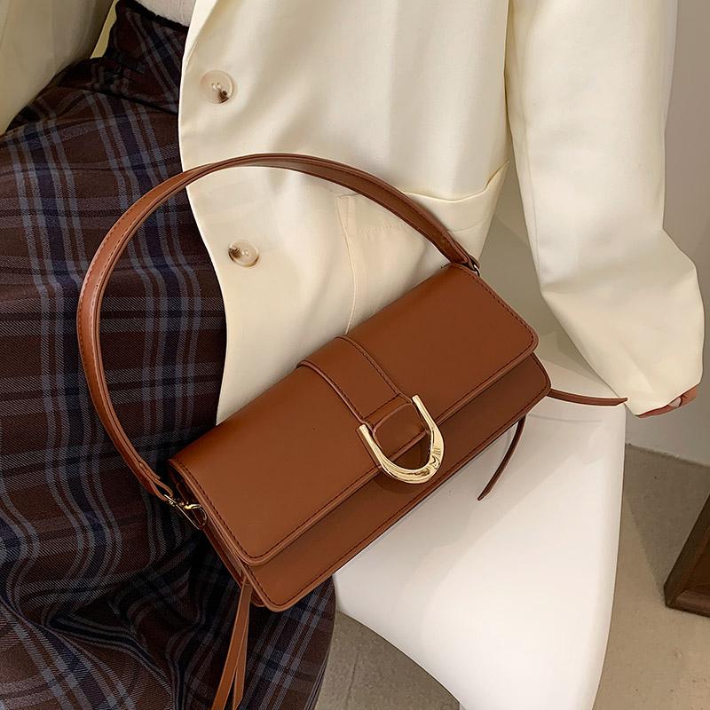 

Woman Leather Bag High Quality Retro Shoulder Bag Flap Design Female Luxury Crossbody Handbags For Women 2021 New Style, Black handbag