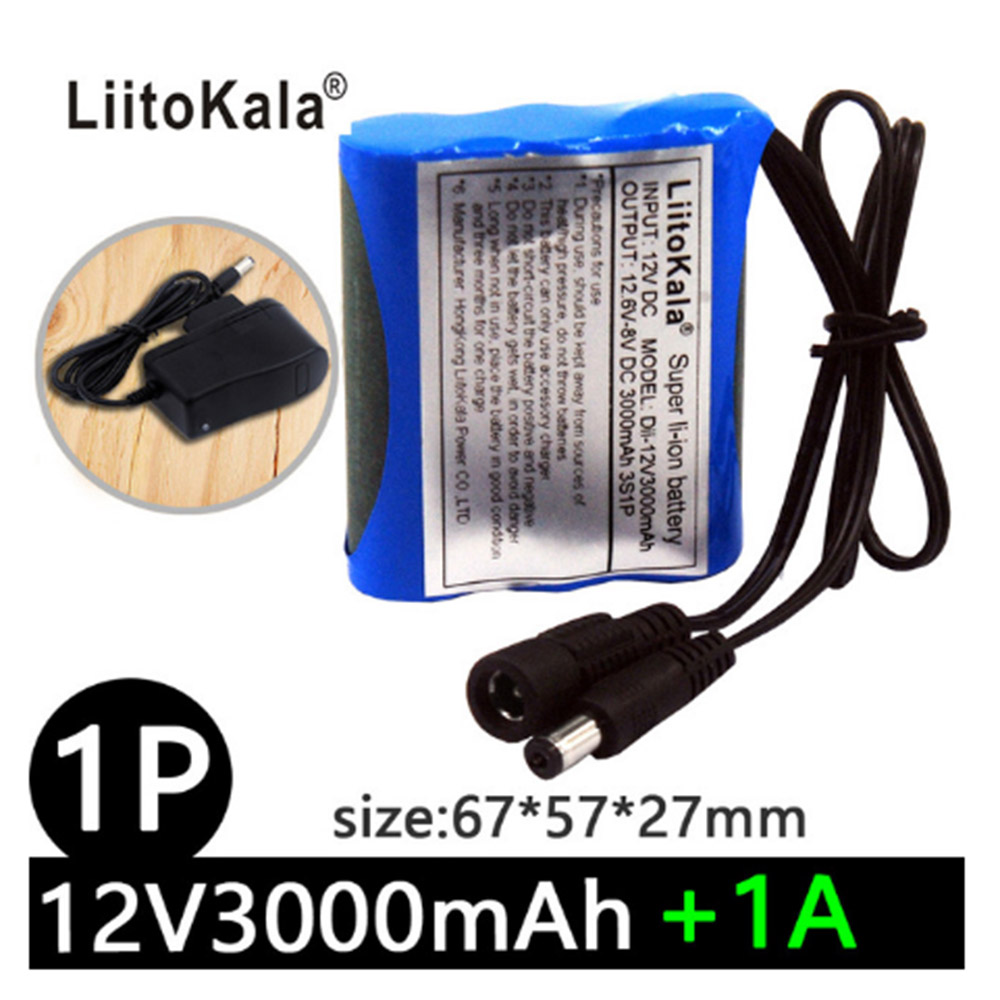 

2021 LiitoKala 12V battery rechargeable lithium ion radio battery pack capacity DC 12.6v CCTV cam monitor