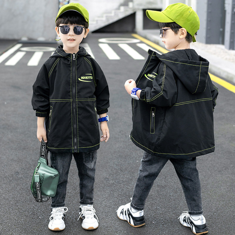 

2021 New Boys Sports Coats Trench with Hood Hoodies Long Sleeved Reach Korean Style Coat Kids Autumn-coats 6y1y, Blue;gray