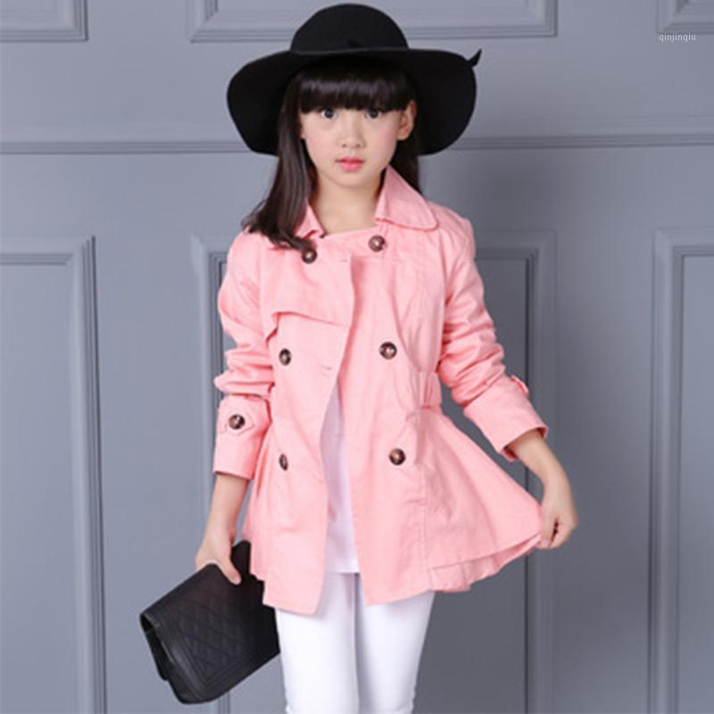 

Coat Children's Outerwear Trench Girl Windbreaker For Girls Spring/Autumn Long Sleeve British Style Solid Color, Blue;gray