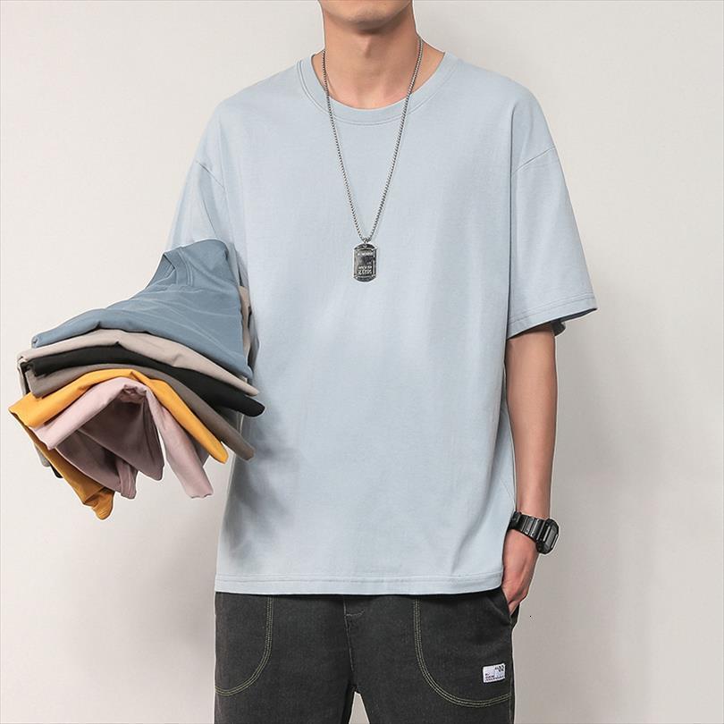 

fashion male tees oversize summer mens t shirts casual drop shoulder sleeve cotton basic solid plain shirt women 4xl, White;black