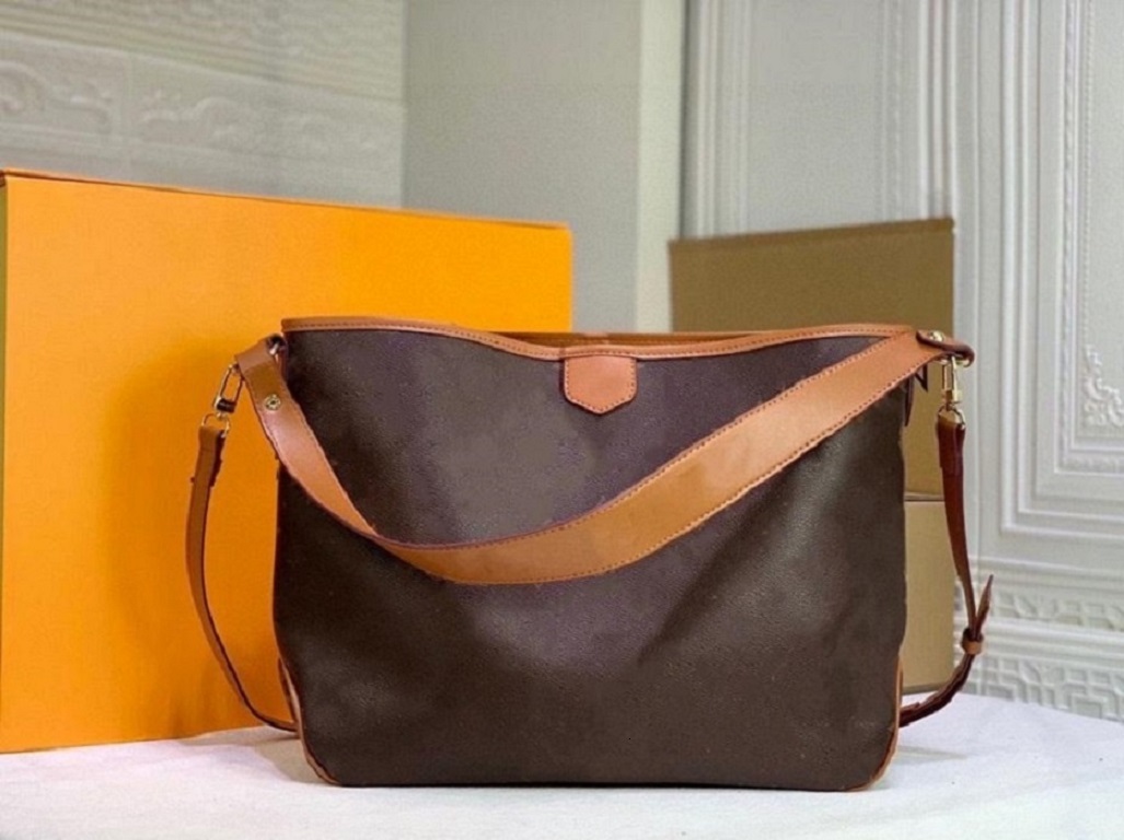 

Classic High Quality Fashion Luxurys Designers totes purses Delightful MM GM size Tote handbags Women Shopping Handbag Mono Shoulder Bag, Mono brown 2