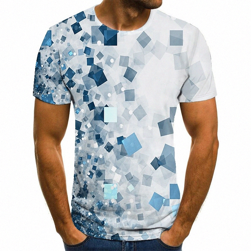 Chemise T-shirt pour homme 3D Imprimé géométrique col rond décontracté quotidien quotidien 3D imprimé imprimé à manches courtes à manches décontr