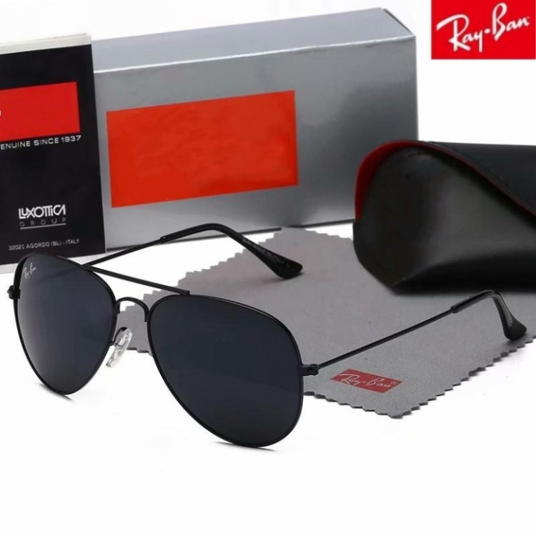 

High Quality Ray Men Women Polarized Sunglasses Vintage Pilot Wayfarer Brand Sun Glasses UV400 Bans With box and case 3025, White;black