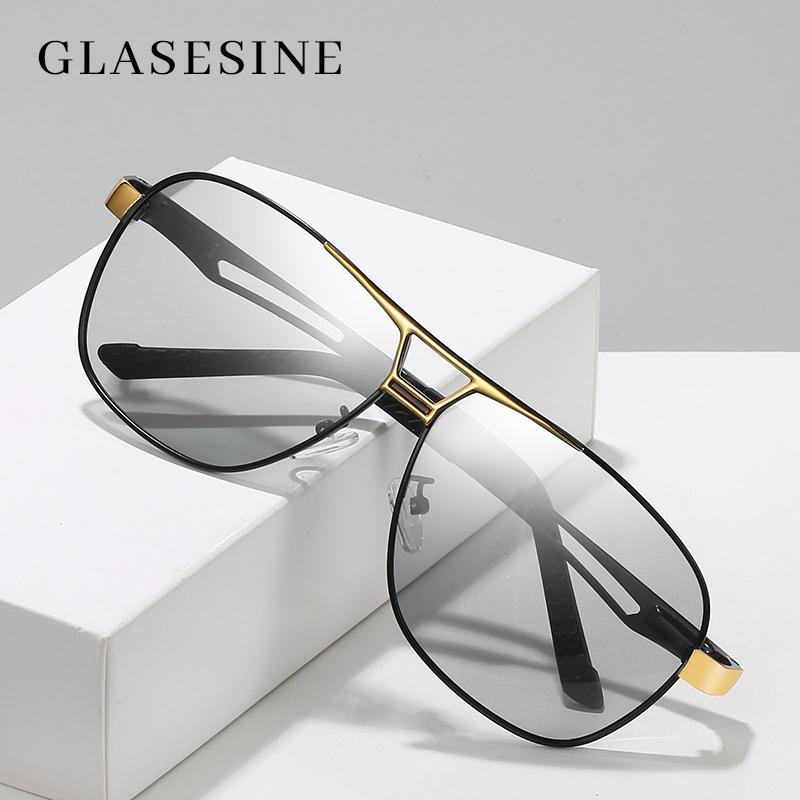

Sunglasses Glasesine Polarized For Men Color Change Lens Glasses Chameleon Eyewear Driver Metal Frame Goggles UV400 Anti-Glare