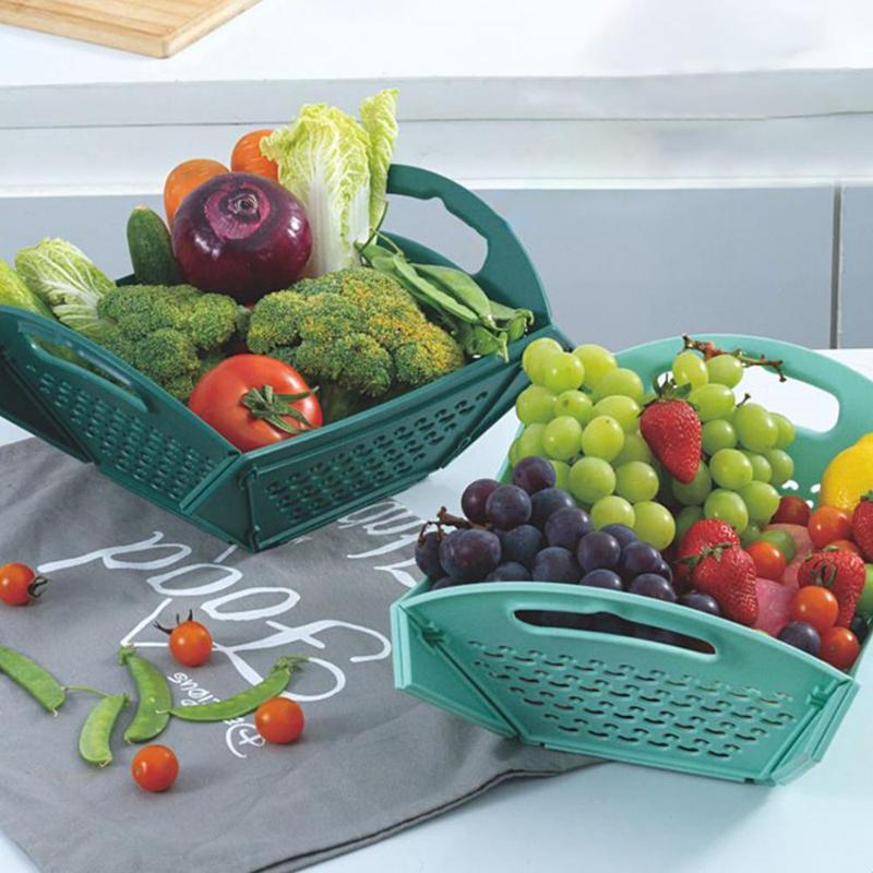 

Practical Square Shape Plastic Vegetables Drain Basket Collapsible Strainer Kitchen Organizer Accessories