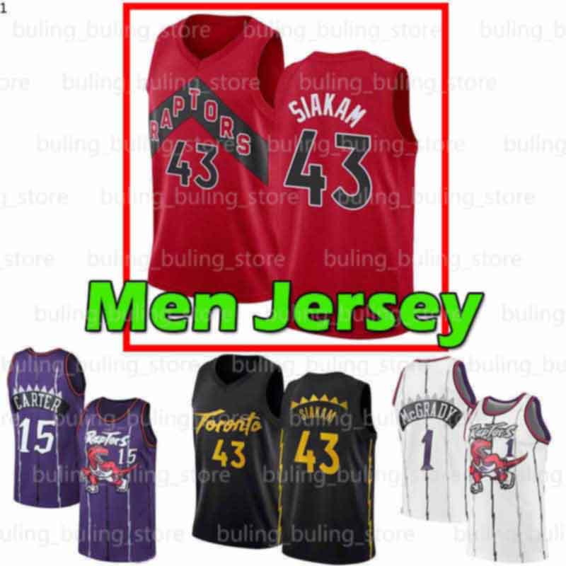 

2020 2021 Toronto Raptors Pascal 43 Siakam Vince 15 Carter Tracy Kyle 7 Lowry McGrady North Carolina State University Jersey 05, Black;red