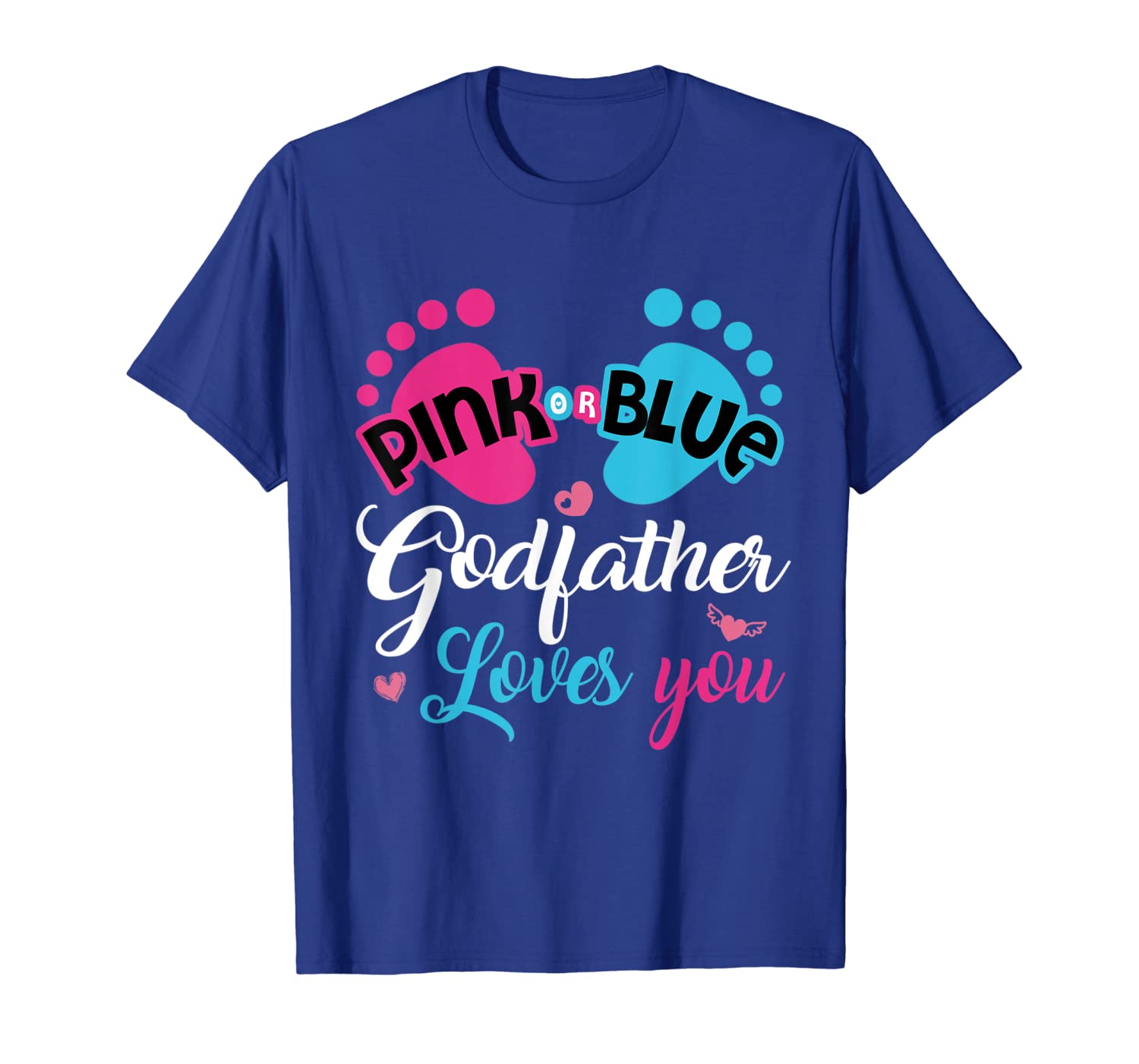 

pink or blue godfather loves you gender reveal shirt, White;black