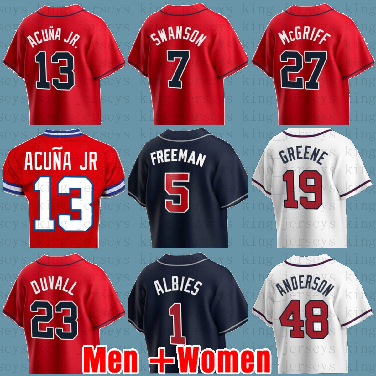 

Marcell Ozuna Baseball Jerseys 13 Ronald Acuna Jr. 5 Freddie Freeman 7 Dansby Swanson 1 Ozzie Albies Mike Soroka Jerseys, Men(yong shi)