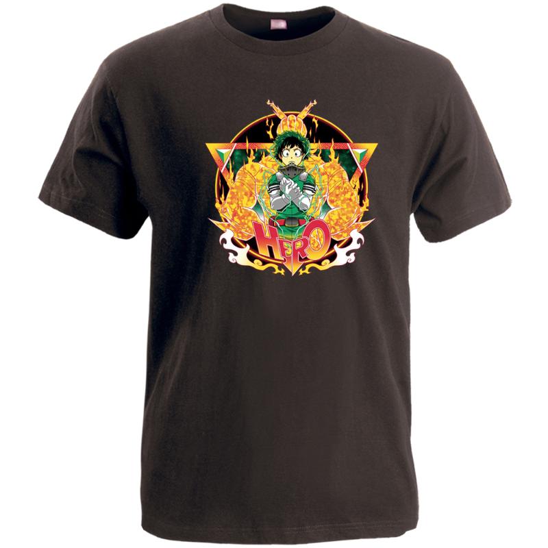 

T Shirts Japanese Anime My Hero Academia Deku Retro Outdoor TShirt Printed Short Sleeve Tshirts Vintage Cool Top Men Cotton, Black