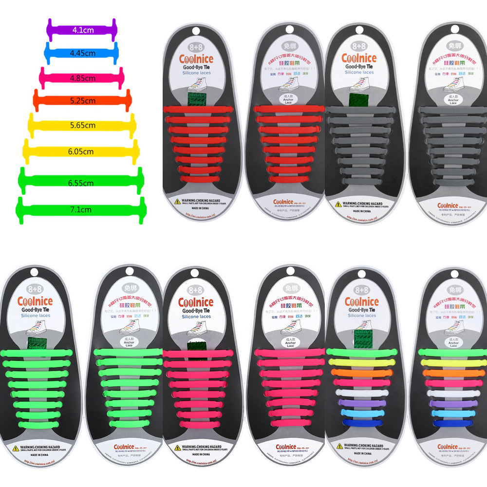 

Men Women Silicone Shoelaces Elastic Shoe Laces Special Fashion Athletic Running No Tie Shoelace For Lacing Rubber Zapatillas 13 Colors 16pc