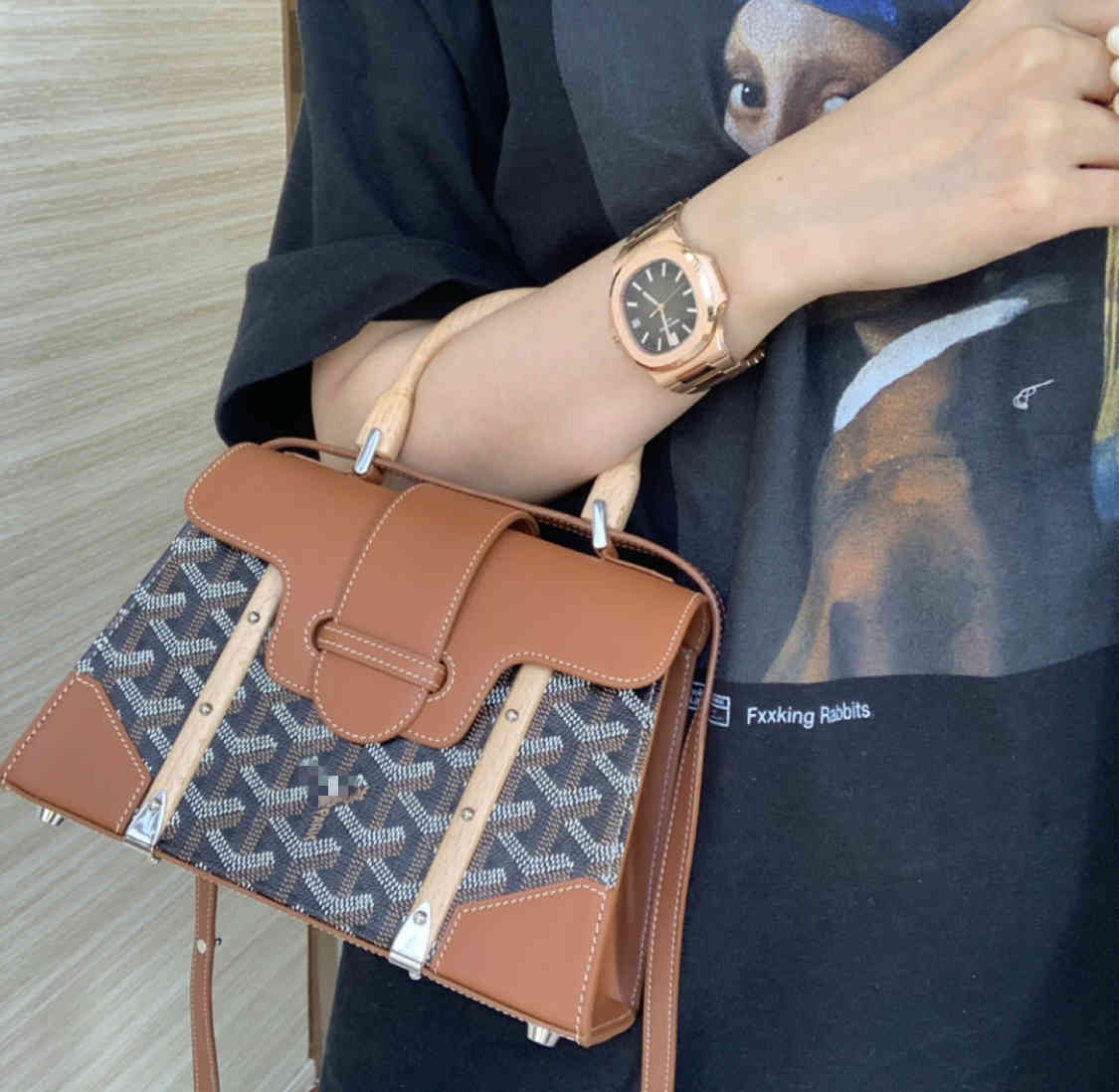 

Saigon bag mini dog tooth bag tide Leather Cross Kelly bag women's niche handbag