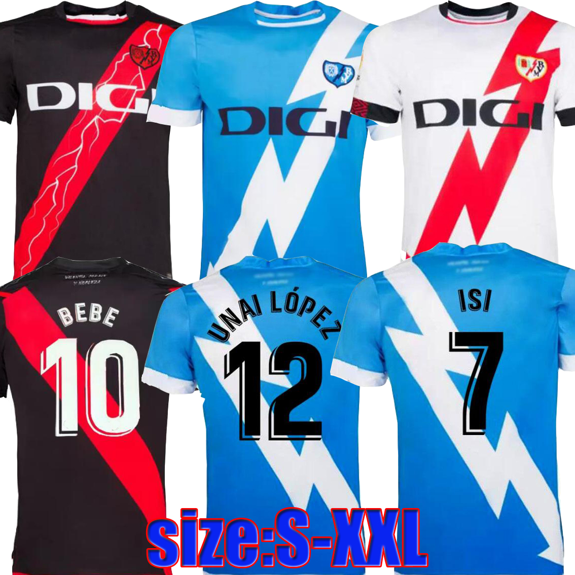 

21 22 Rayo Vallecano #3 FALCAO Soccer Jerseys Home Fran García Sergi Guardiola 18 ALVARO #7 ISI Away Rodrigues Shirt Men Adult 3rd Blue López Football Uniforms 2021 2022
