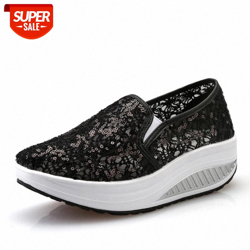 

Casual Woman Pumps 2020 Summer New Sequins Net Yarn Shoes Breathable Swing Shoes Women's Platform Wedge Sandals Size 35-40 #zn0U