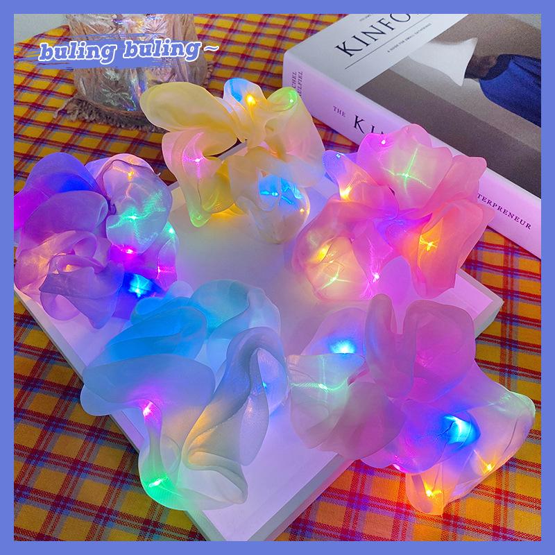 

Party Decoration 10PCS LED Light Up Hair Bands Scrunchies Women Girls Glow Rope Simple Wrist Band Rings Rubber Halloween
