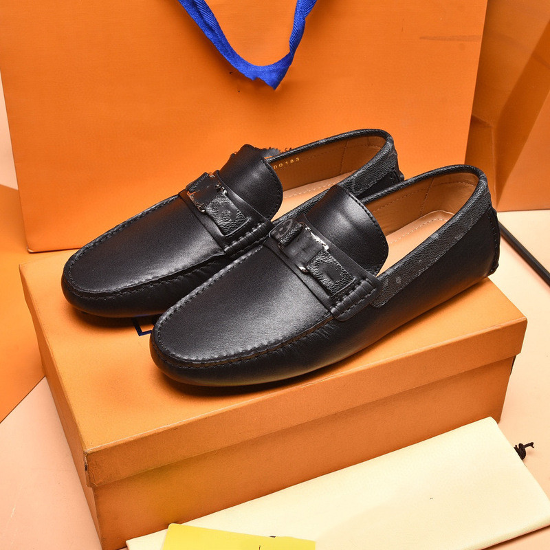 

21ss Fashion high quality Designer shoes Soft Leather men leisure dress shoe for man party lazy falts Loafers 38-46, #19
